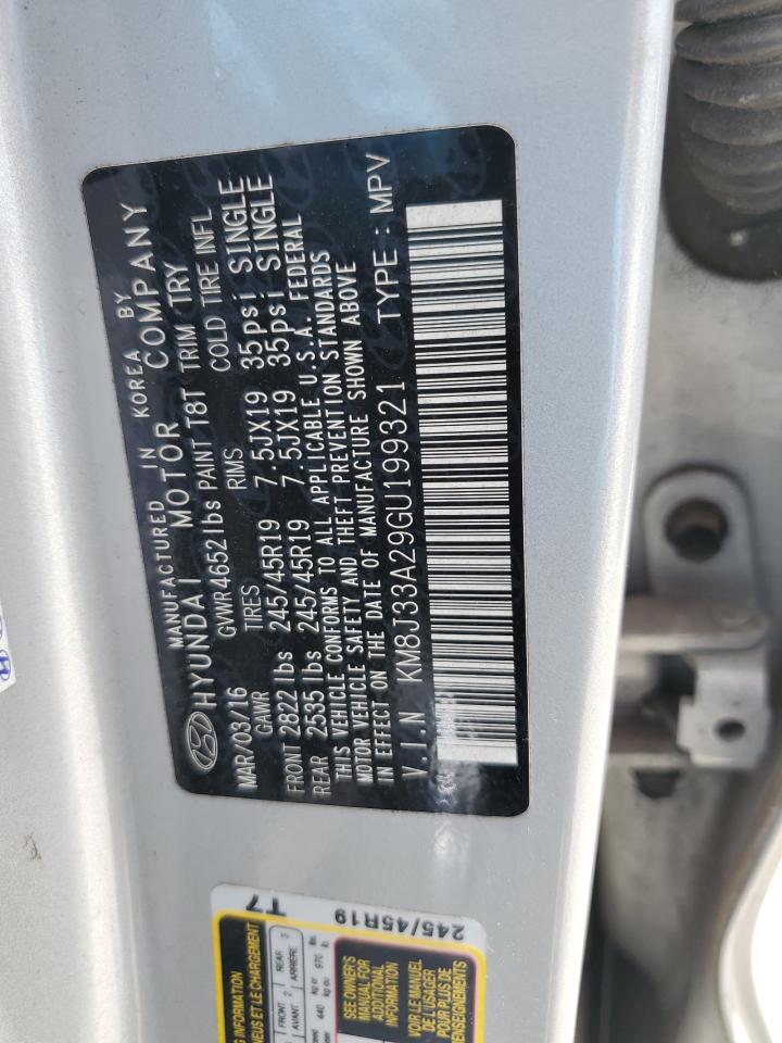 2016 Hyundai Tucson Limited VIN: KM8J33A29GU199321 Lot: 65939354