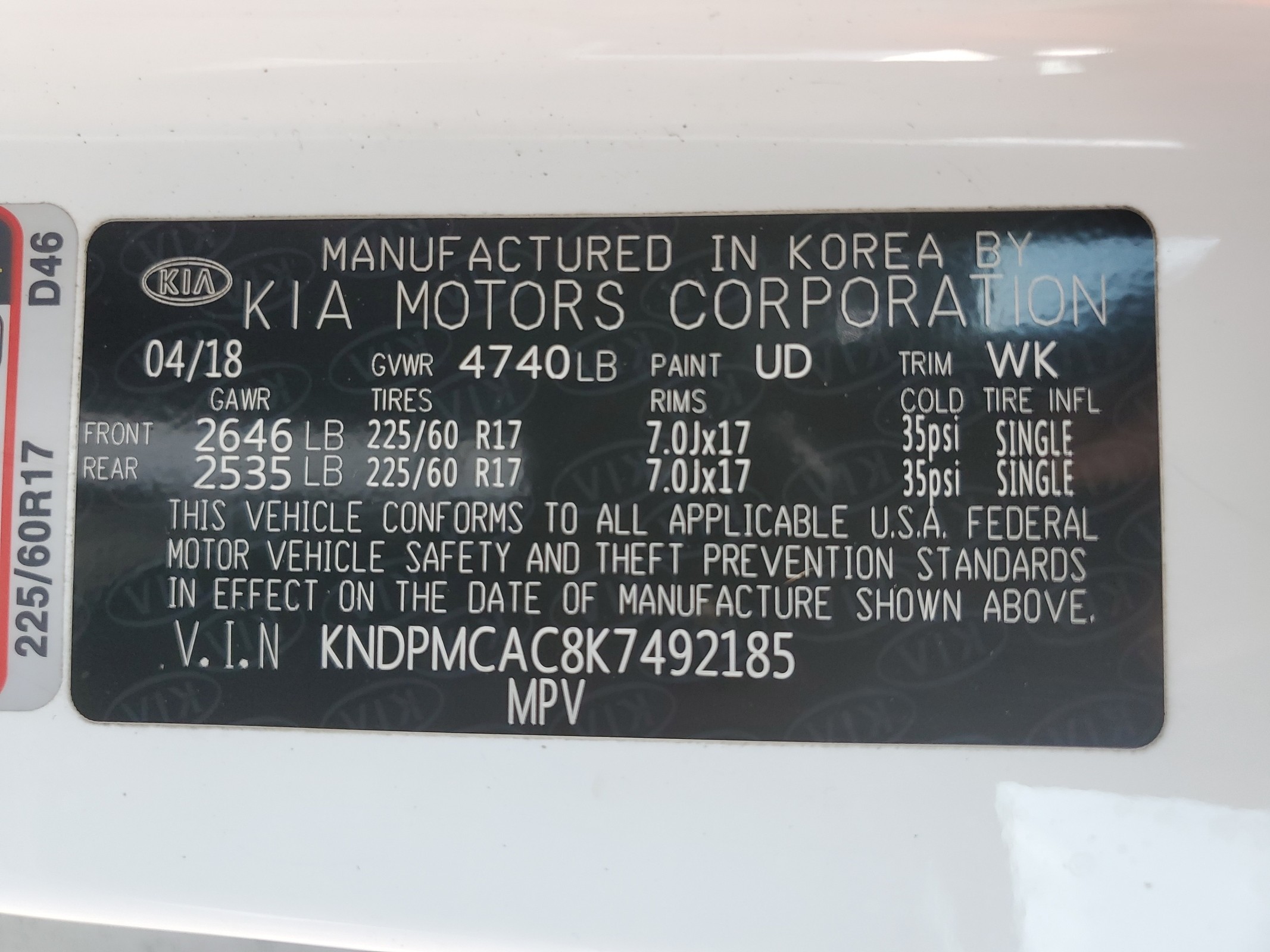 KNDPMCAC8K7492185 2019 Kia Sportage Lx