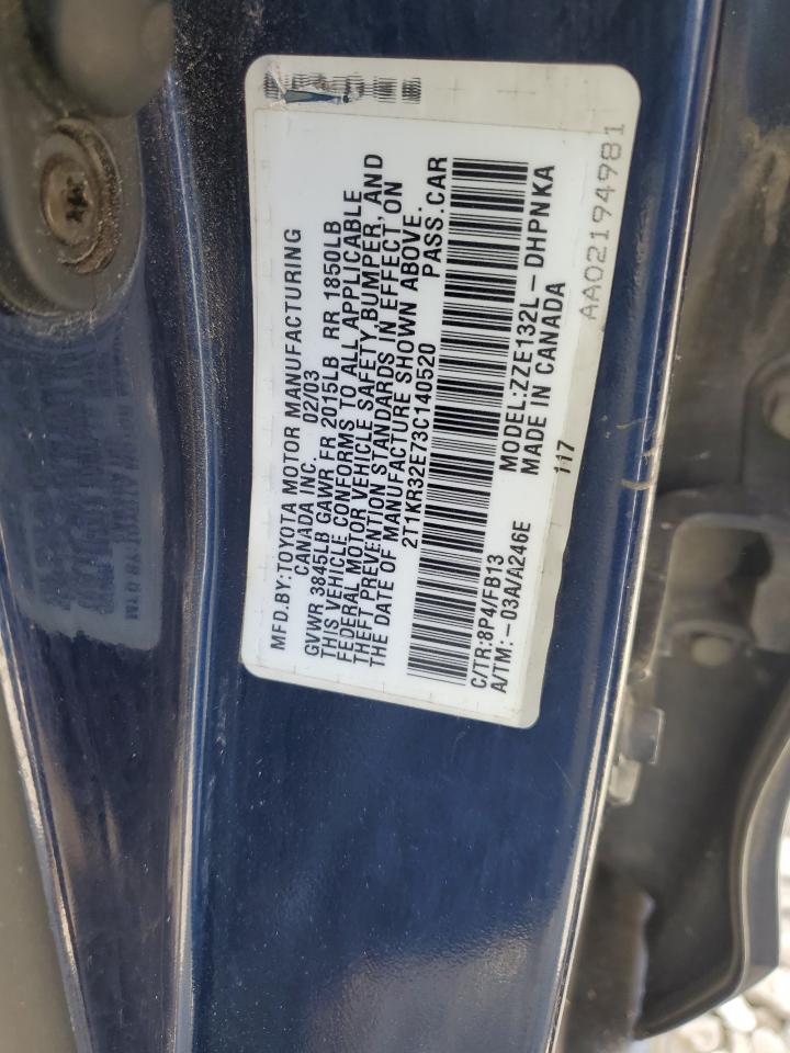 2003 Toyota Corolla Matrix Xr VIN: 2T1KR32E73C140520 Lot: 67189494