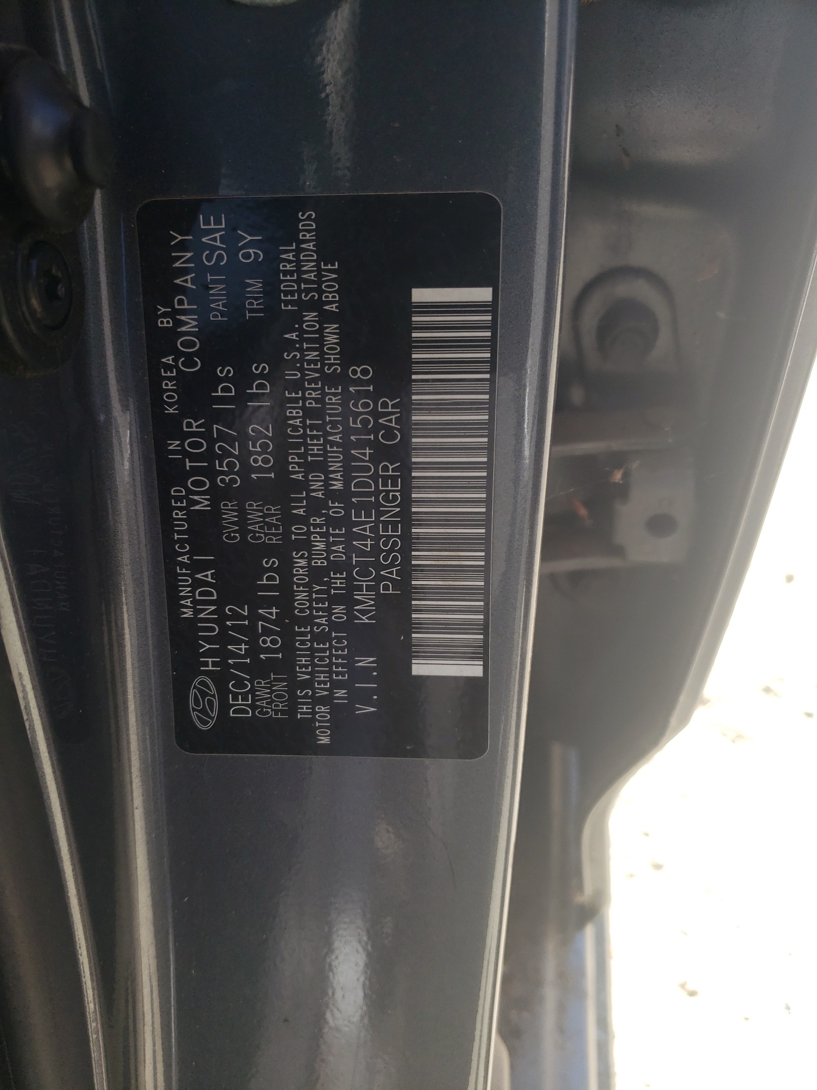 KMHCT4AE1DU415618 2013 Hyundai Accent Gls
