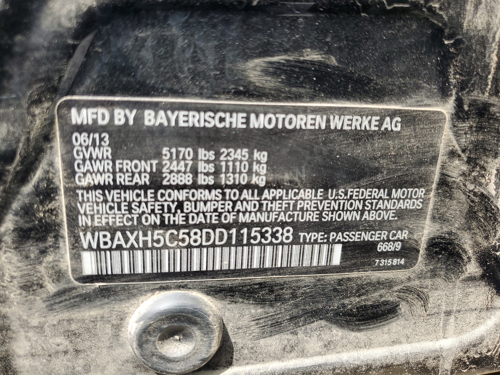WBAXH5C58DD115338 2013 BMW 528 Xi