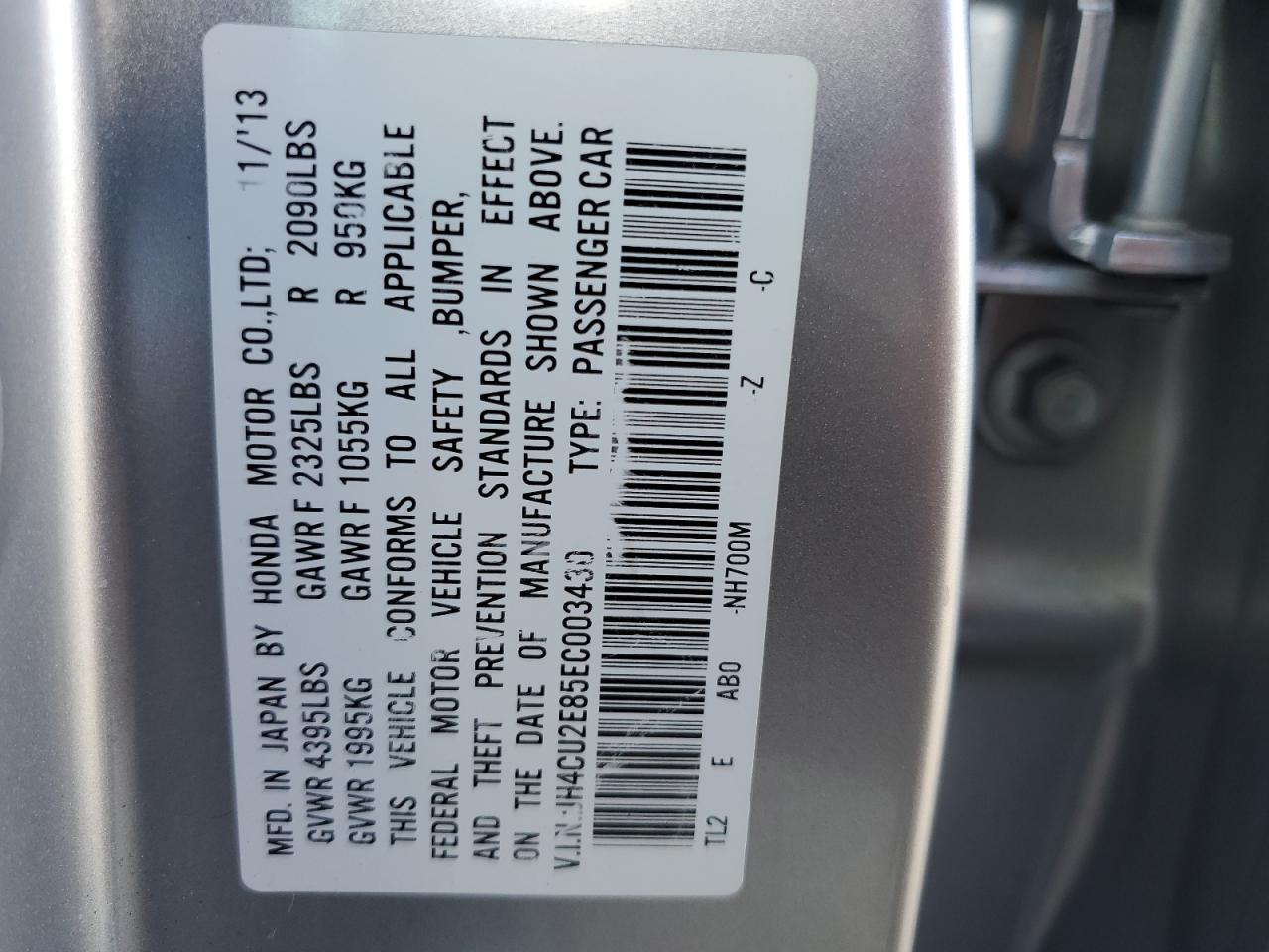 JH4CU2E85EC003430 2014 Acura Tsx Se