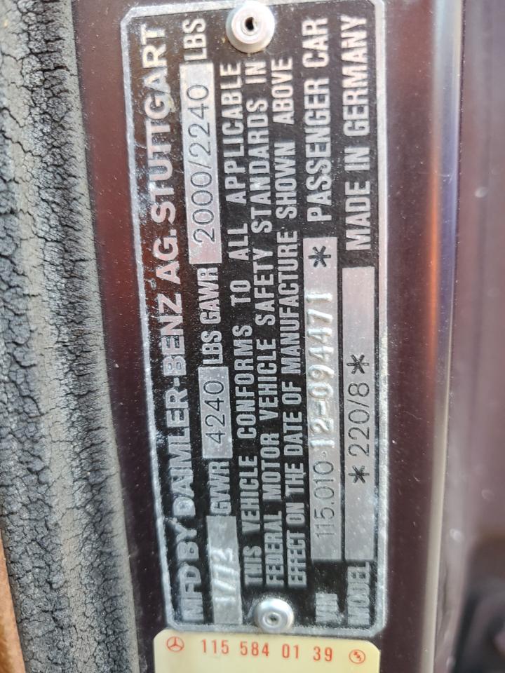 1972 Mercedes-Benz A 250 VIN: 11501012094471 Lot: 67911514