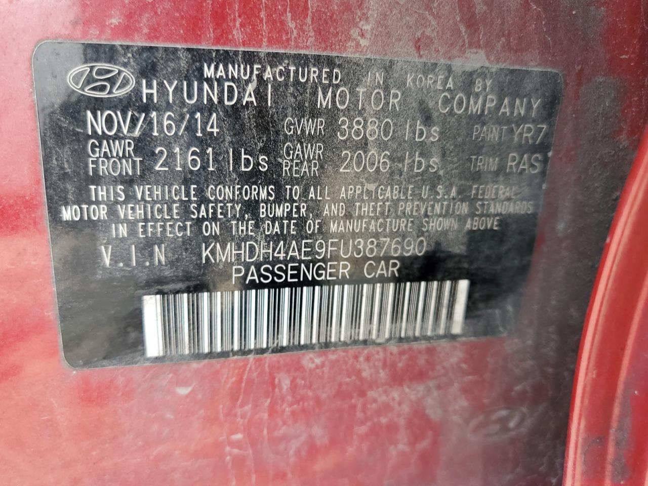 KMHDH4AE9FU387690 2015 Hyundai Elantra Se