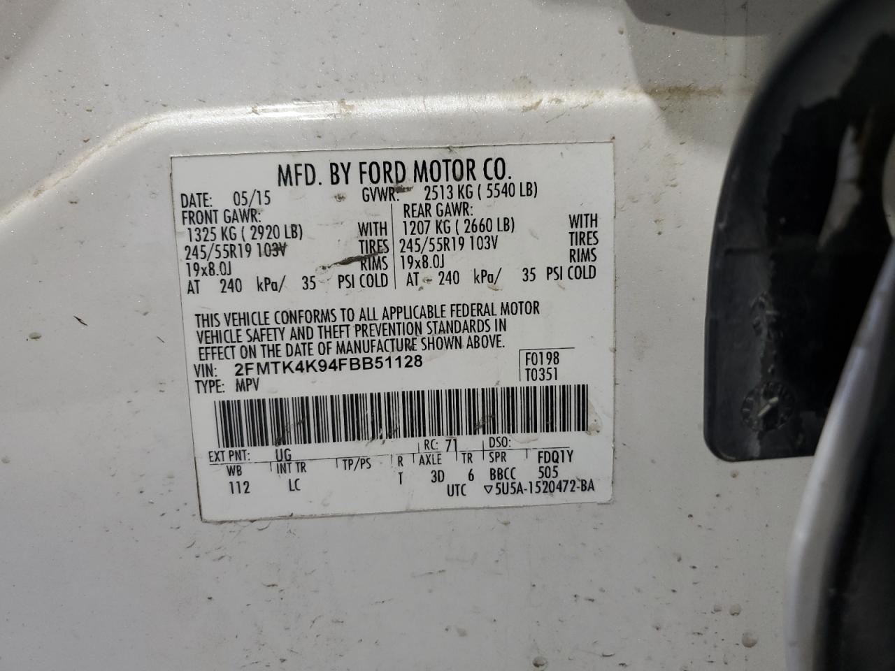 2FMTK4K94FBB51128 2015 Ford Edge Titanium