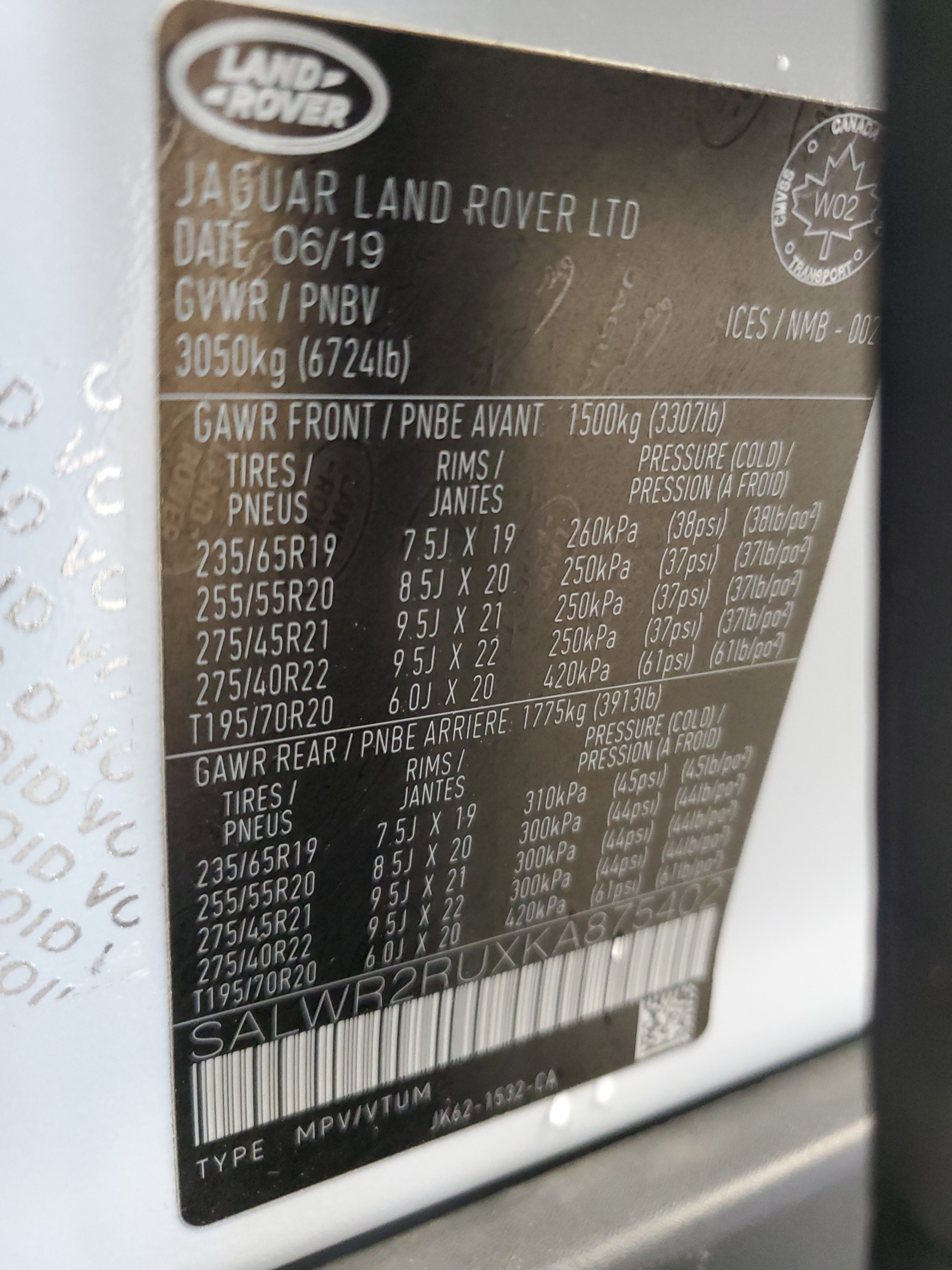 SALWR2RUXKA875402 2019 Land Rover Range Rover Sport Hse