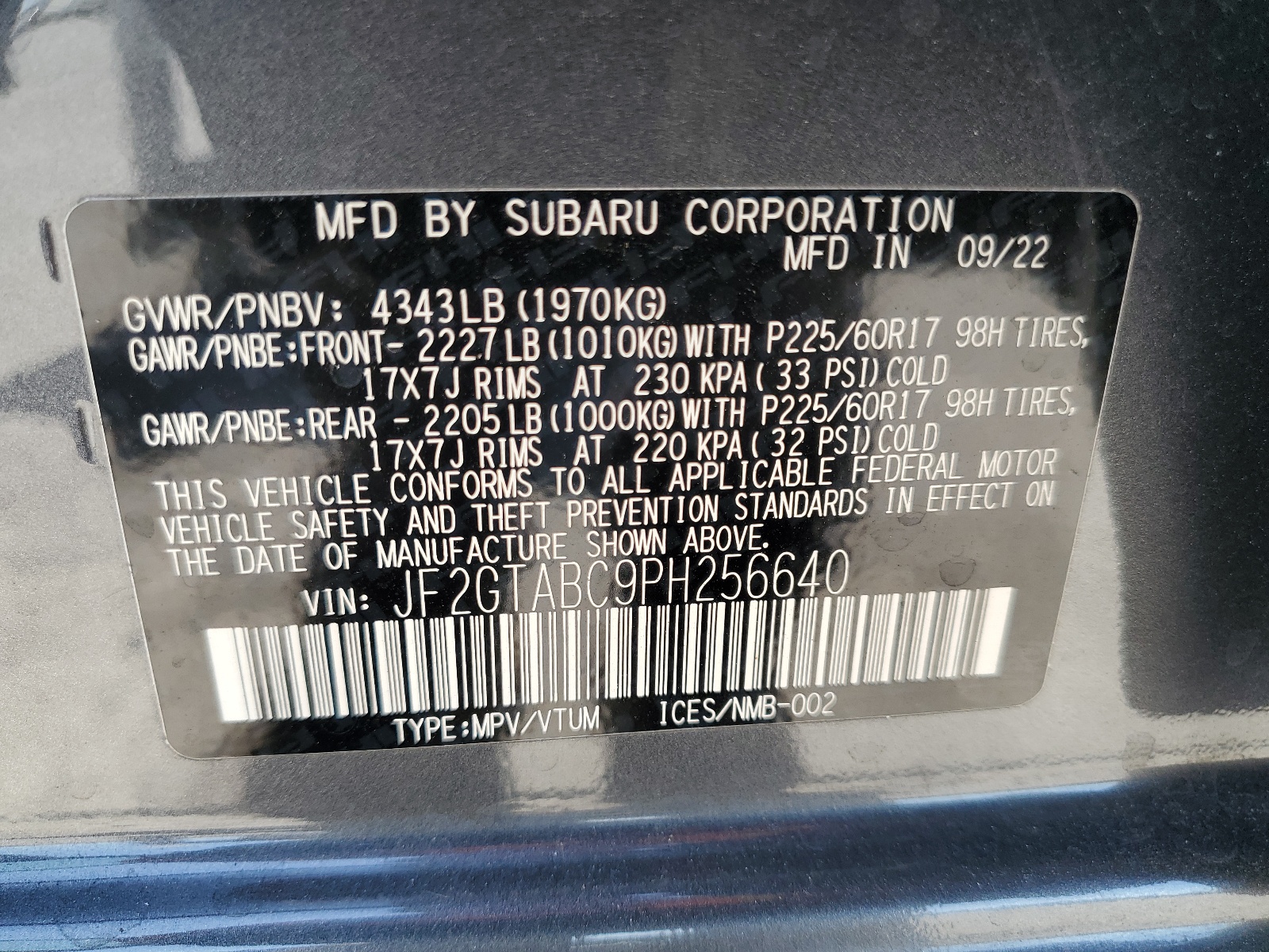 JF2GTABC9PH256640 2023 Subaru Crosstrek