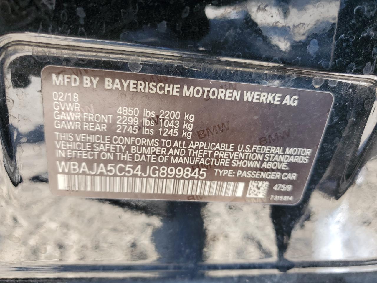 WBAJA5C54JG899845 2018 BMW 530 I