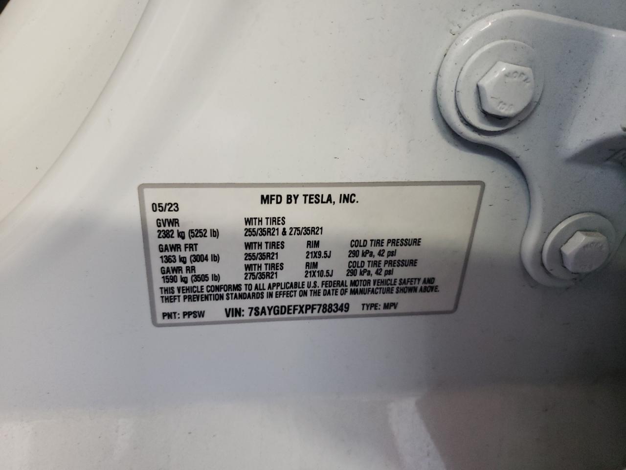 7SAYGDEFXPF788349 2023 Tesla Model Y