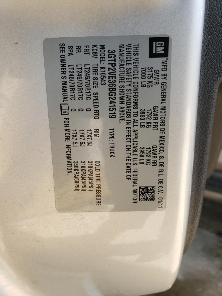 2011 GMC Sierra K1500 Sle VIN: 3GTP2VE36BG241519 Lot: 67645324