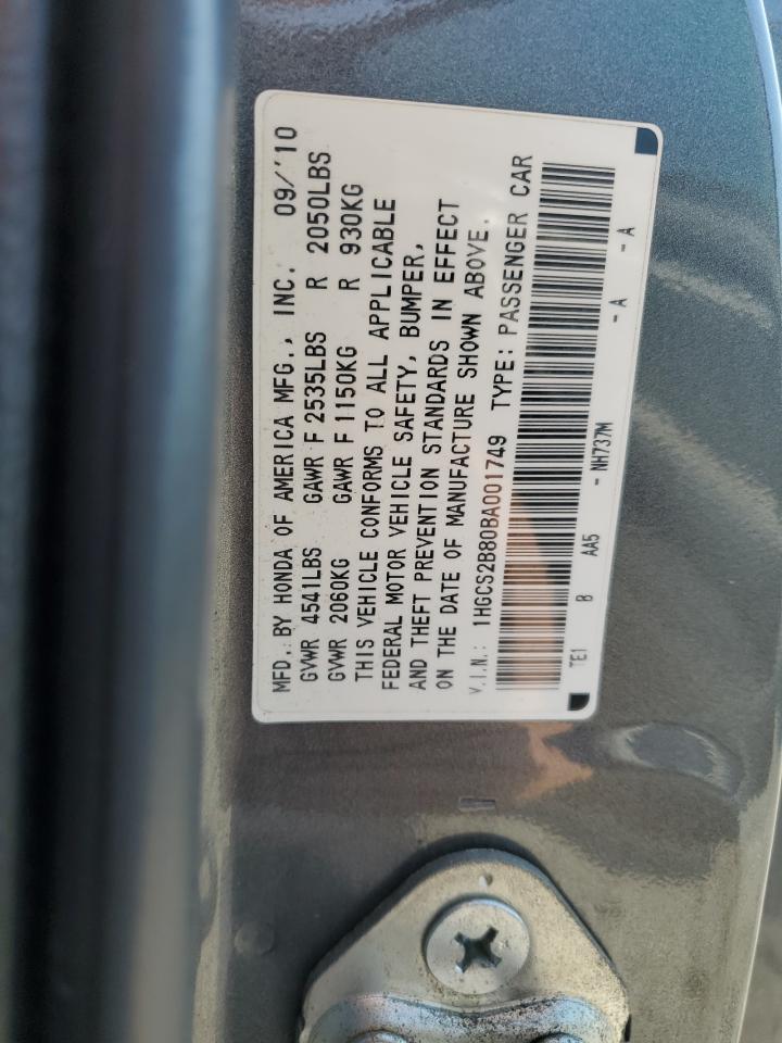 1HGCS2B80BA001749 2011 Honda Accord Exl