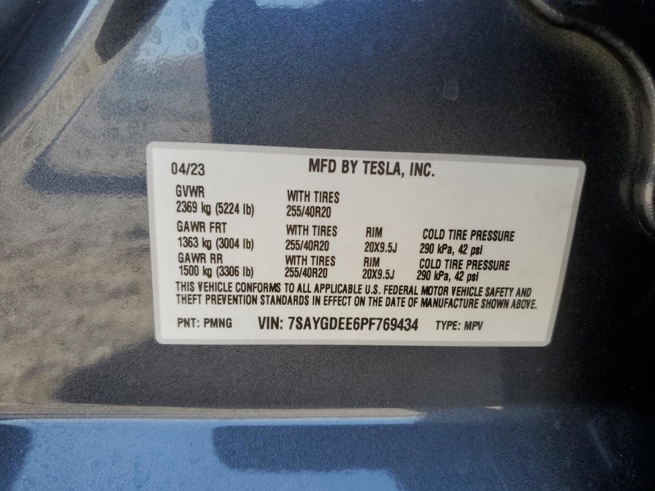 7SAYGDEE6PF769434 2023 Tesla Model Y