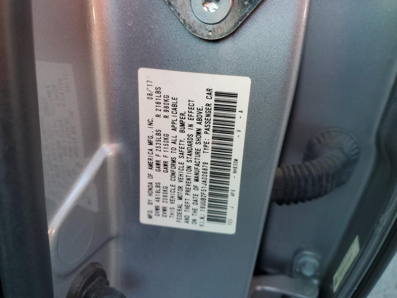 19UUB2F51JA006879 2018 Acura Tlx Tech