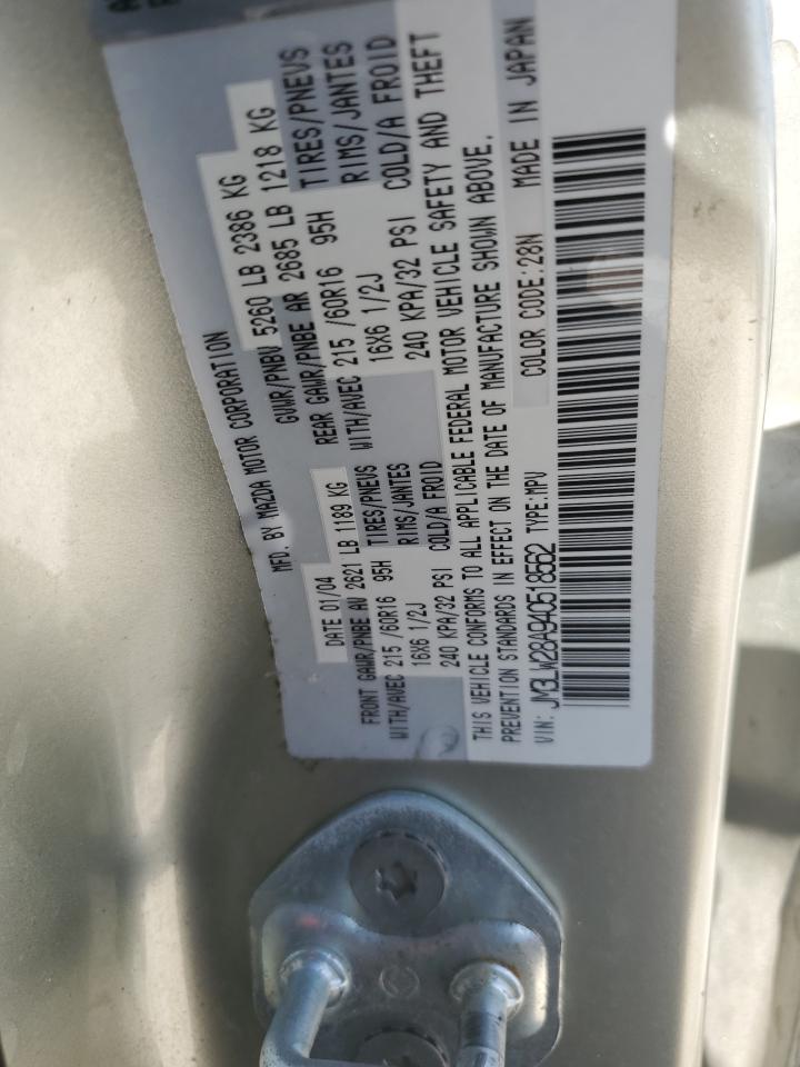2004 Mazda Mpv Wagon VIN: JM3LW28A940518562 Lot: 82104304
