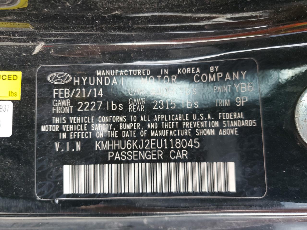 KMHHU6KJ2EU118045 2014 Hyundai Genesis Coupe 3.8L