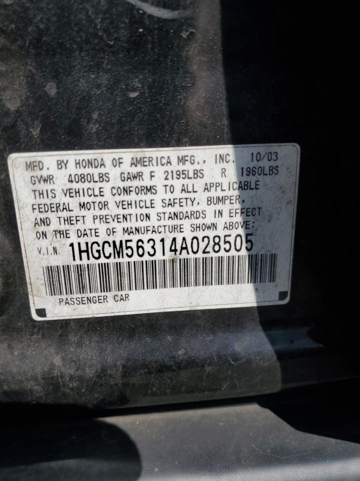 1HGCM56314A028505 2004 Honda Accord Lx