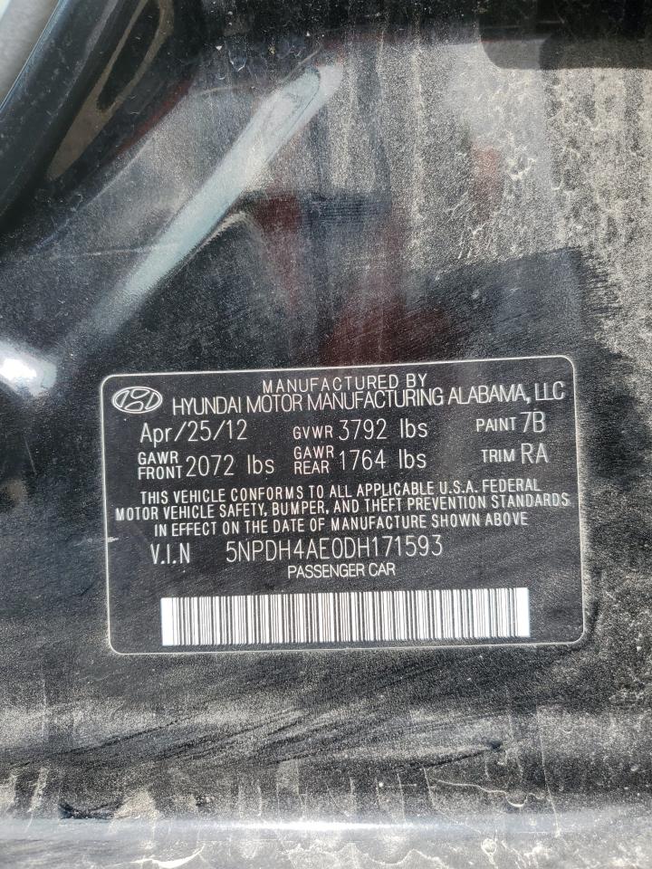 2013 Hyundai Elantra Gls VIN: 5NPDH4AE0DH171593 Lot: 65465714