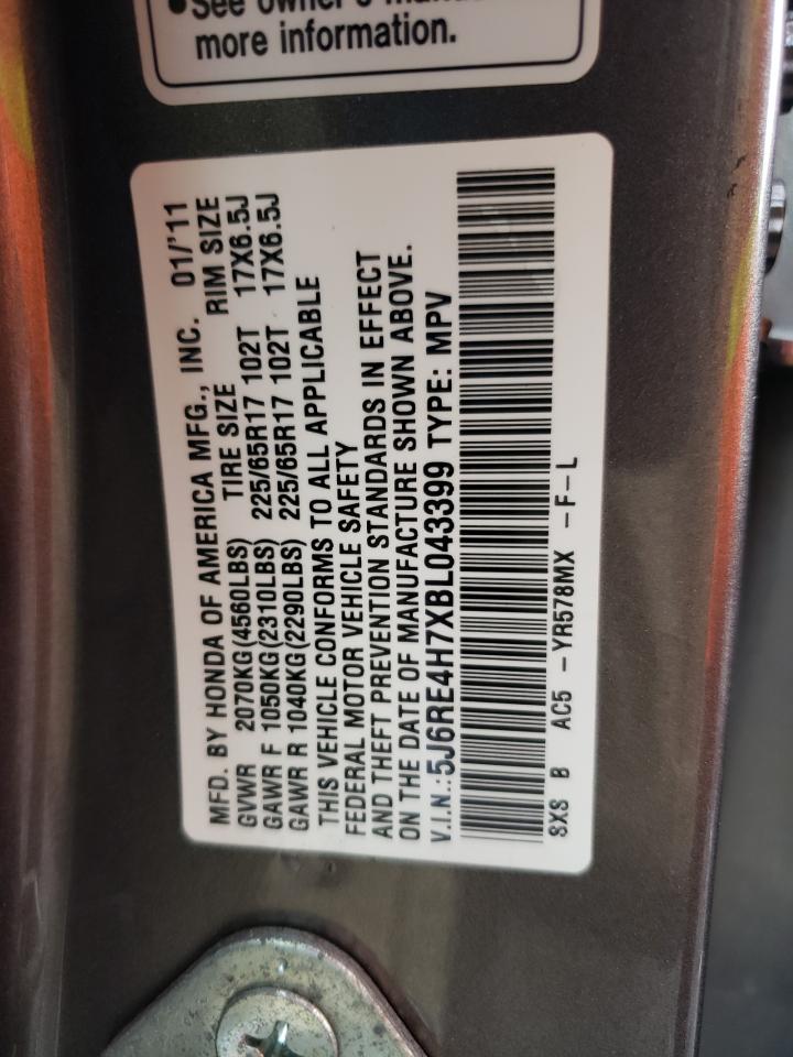 2011 Honda Cr-V Exl VIN: 5J6RE4H7XBL043399 Lot: 64636634