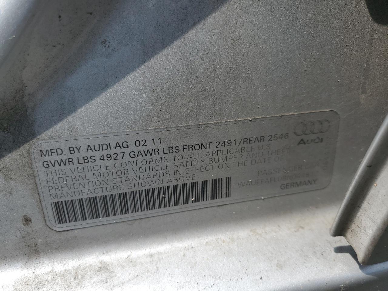 WAUFFAFL0BN044812 2011 Audi A4 Premium Plus