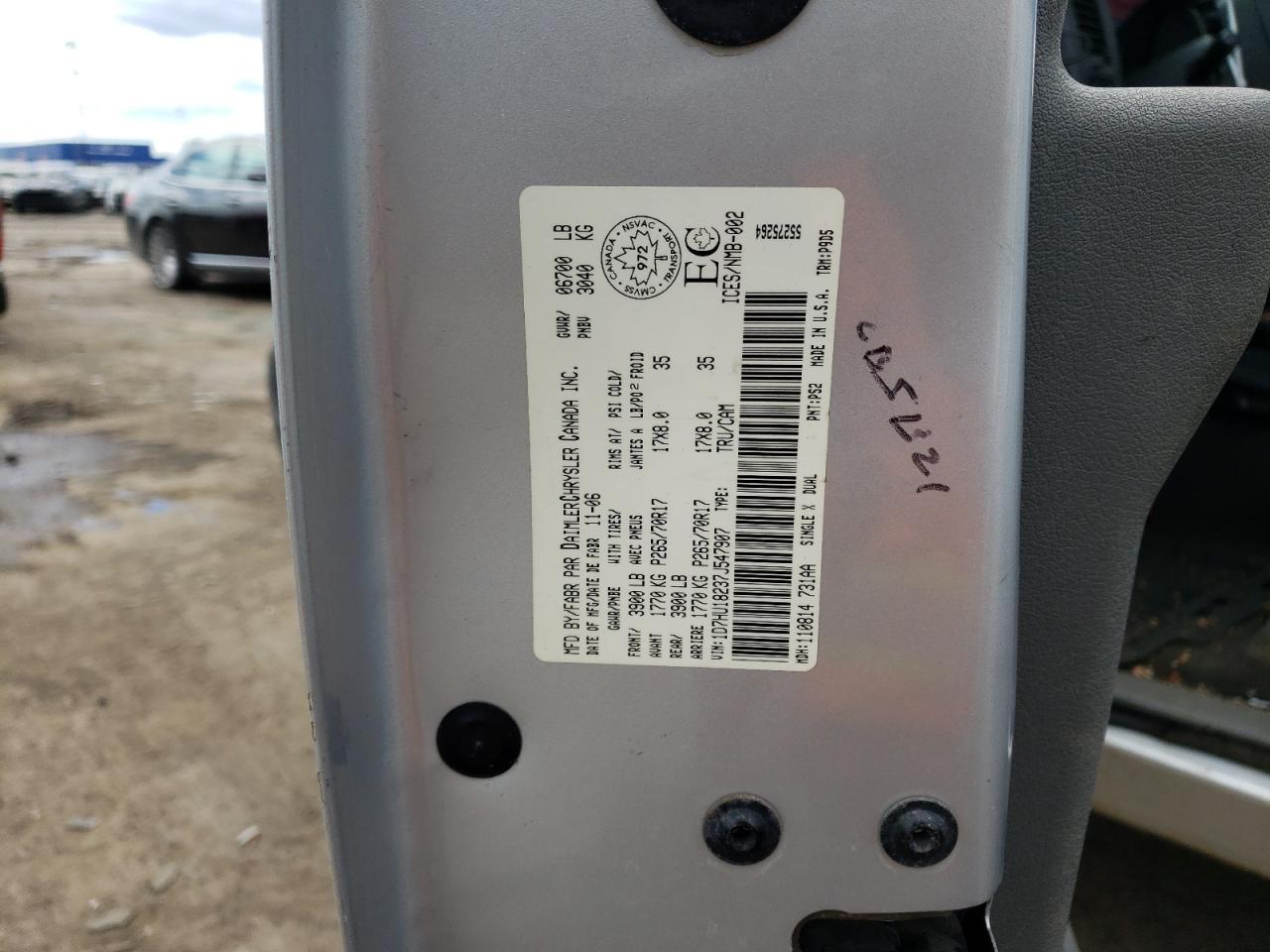 2007 Dodge Ram 1500 St VIN: 1D7HU18237J547907 Lot: 68596494