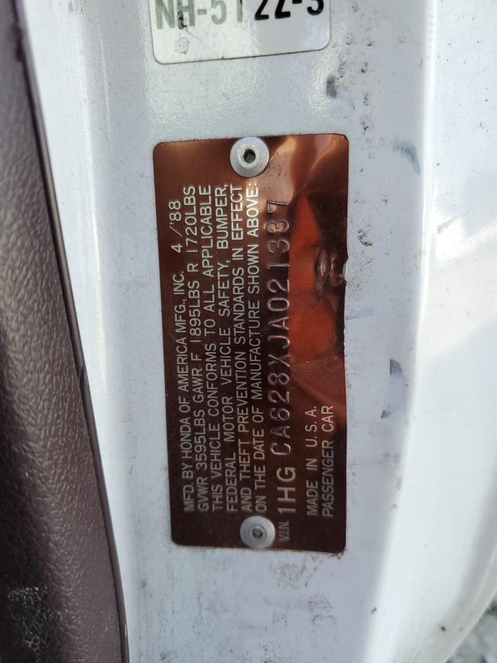 1988 Honda Accord Lxi VIN: 1HGCA628XJA021337 Lot: 67981884