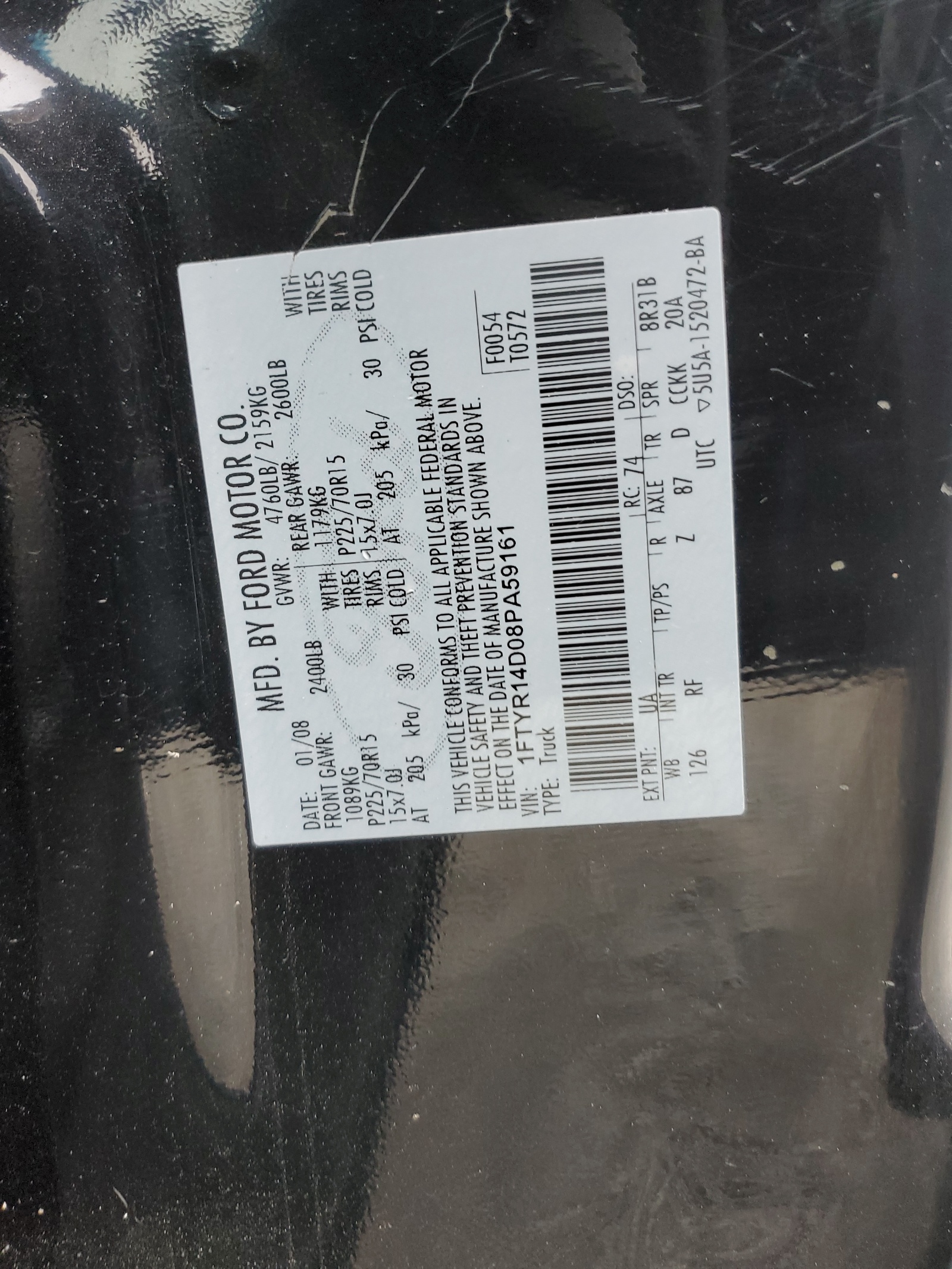 1FTYR14D08PA59161 2008 Ford Ranger Super Cab