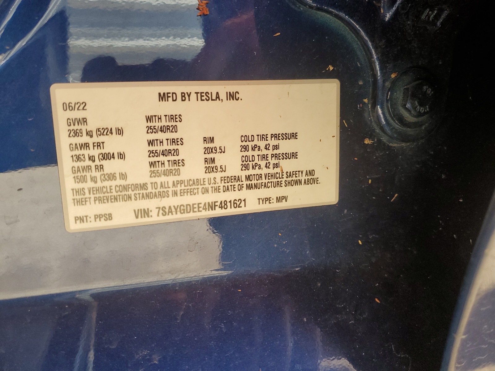 7SAYGDEE4NF481621 2022 Tesla Model Y