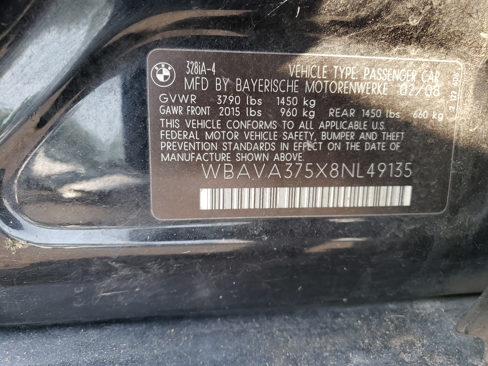 WBAVA375X8NL49135 2008 BMW 328 I