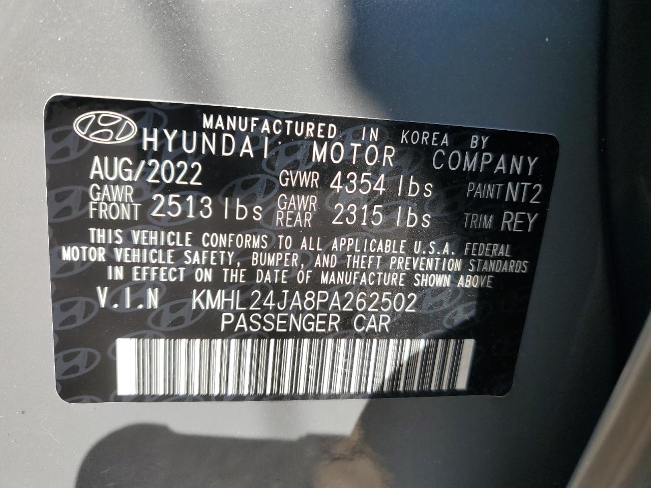 2023 Hyundai Sonata Se VIN: KMHL24JA8PA262502 Lot: 70826414