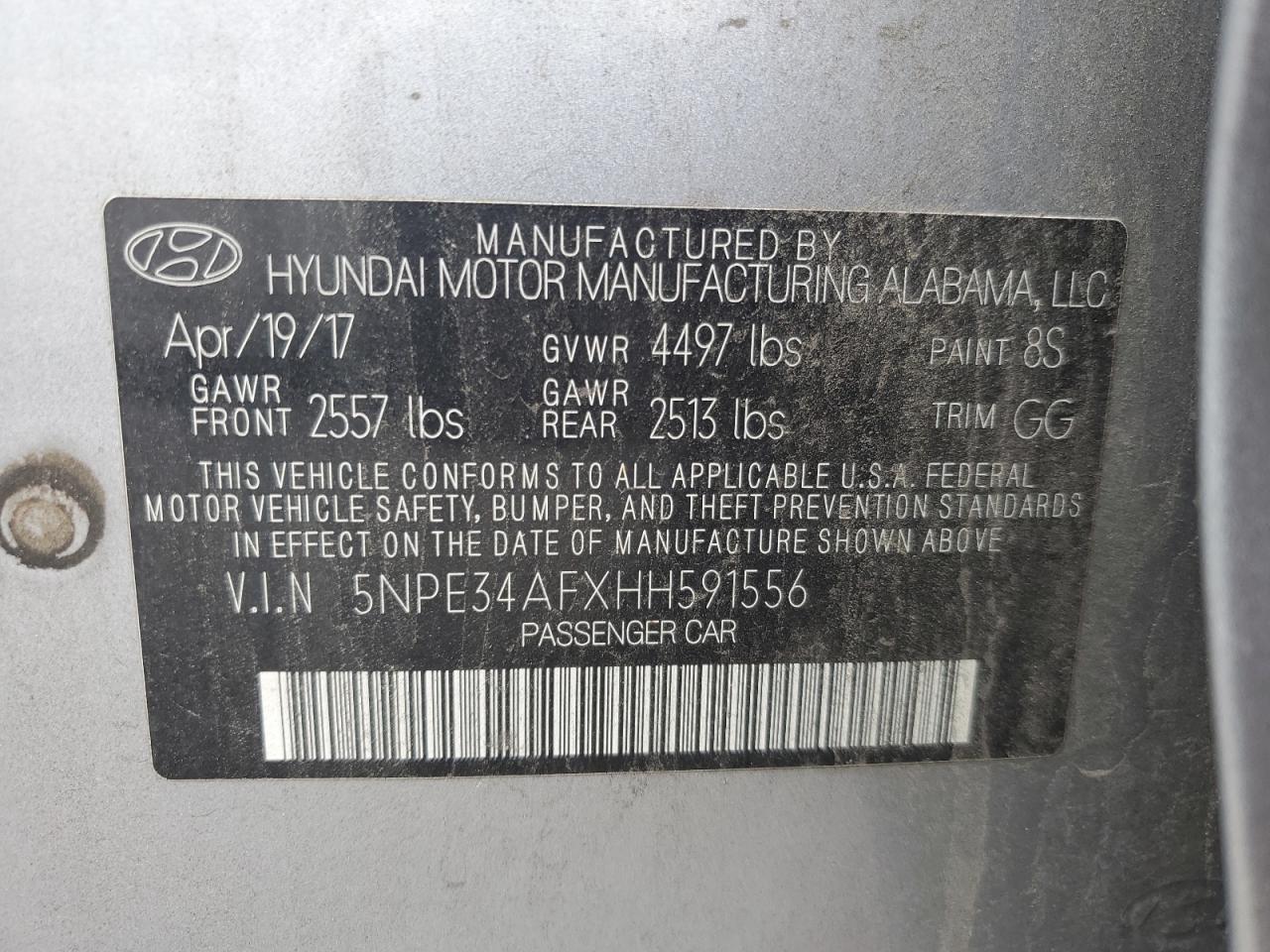 2017 Hyundai Sonata Sport VIN: 5NPE34AFXHH591556 Lot: 66780664