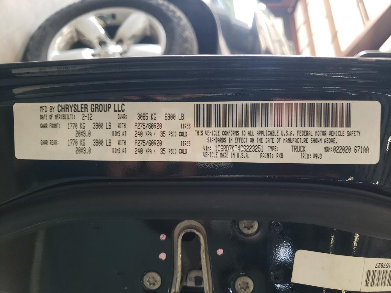 2012 Dodge Ram 1500 St VIN: 1C6RD7KT4CS223251 Lot: 67717274