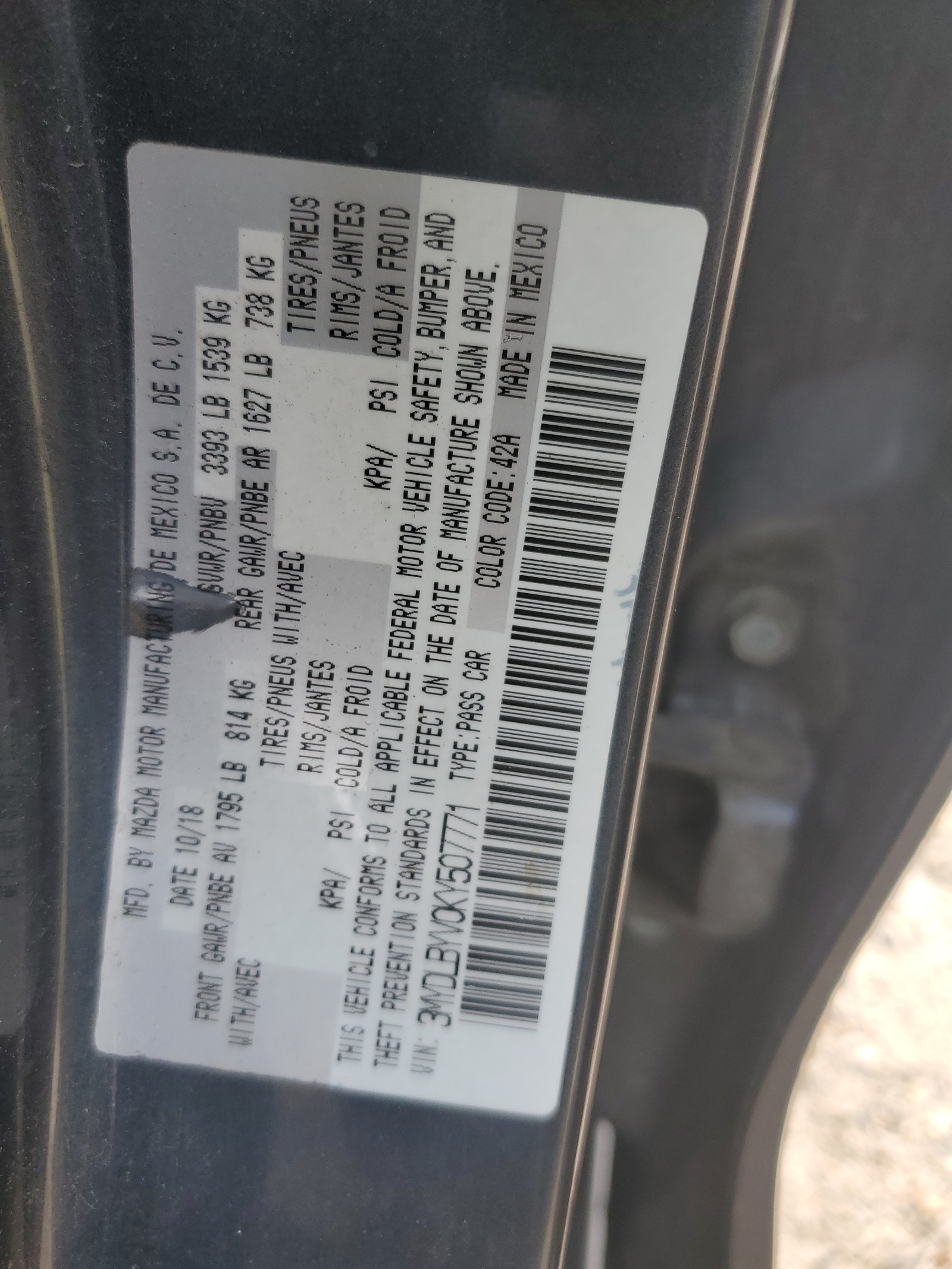 3MYDLBYV0KY507771 2019 Toyota Yaris L