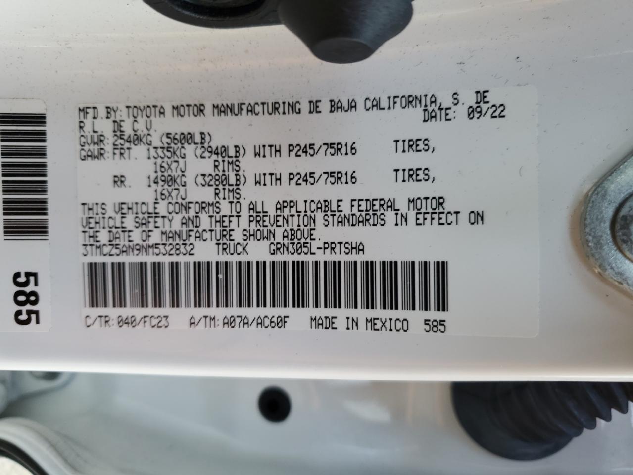 2022 Toyota Tacoma Double Cab VIN: 3TMCZ5AN9NM532832 Lot: 68364224