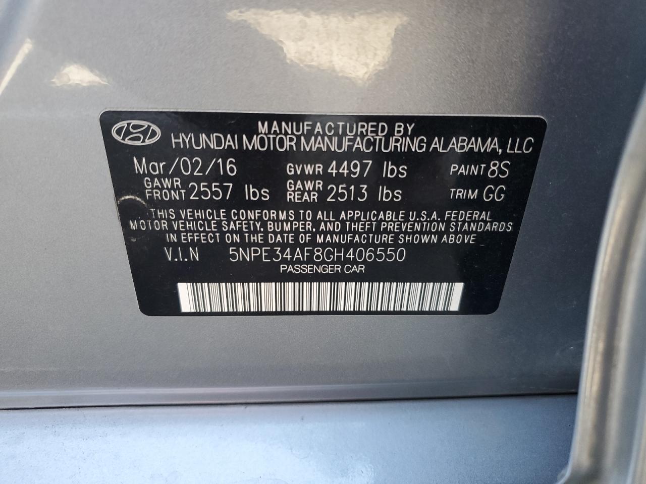 2016 Hyundai Sonata Sport VIN: 5NPE34AF8GH406550 Lot: 68375464