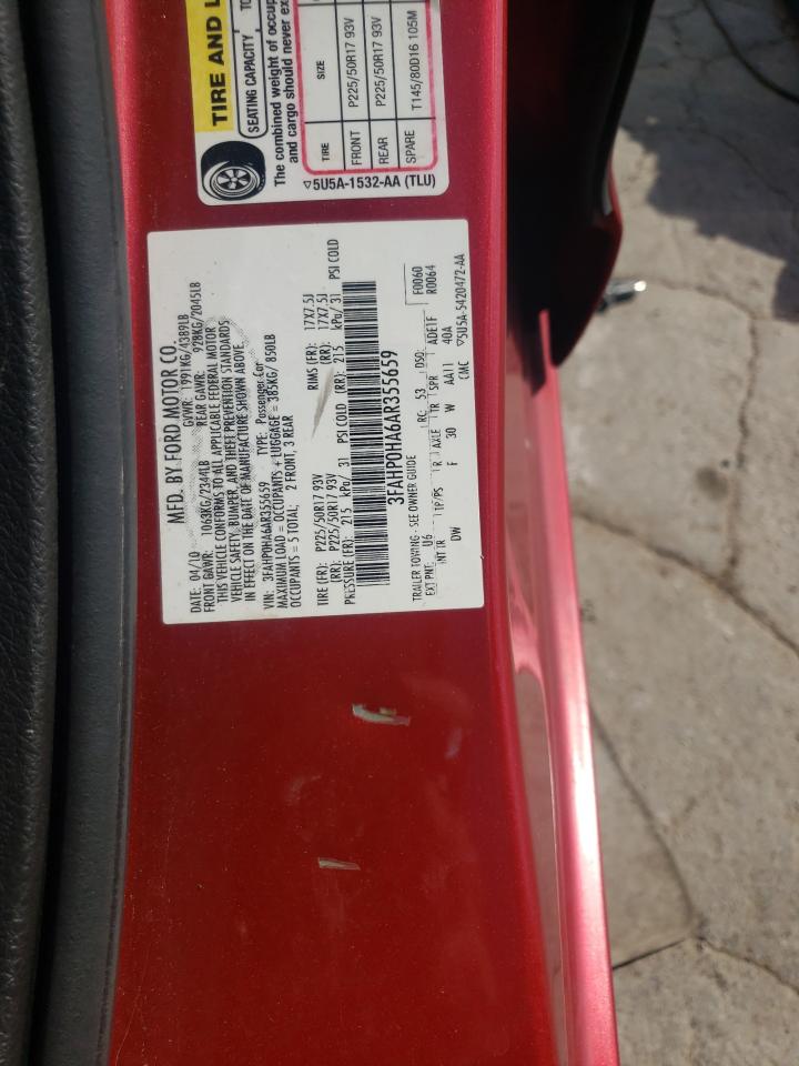 2010 Ford Fusion Se VIN: 3FAHP0HA6AR355659 Lot: 66818784