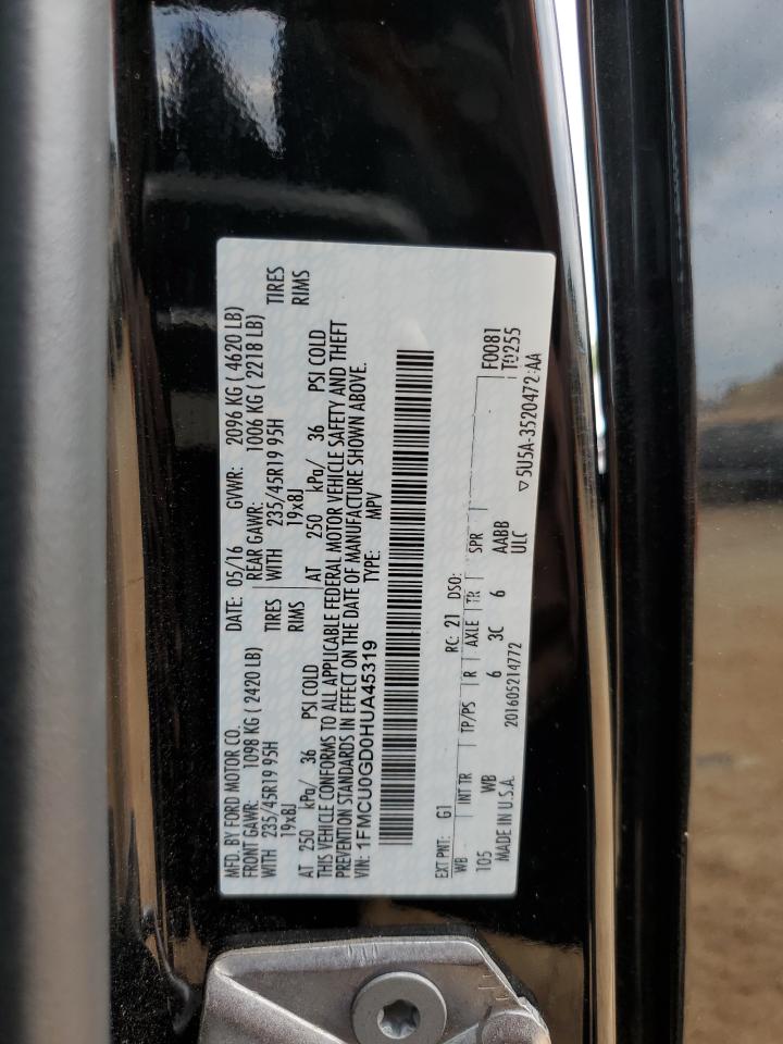 2017 Ford Escape Se VIN: 1FMCU0GD0HUA45319 Lot: 67601174