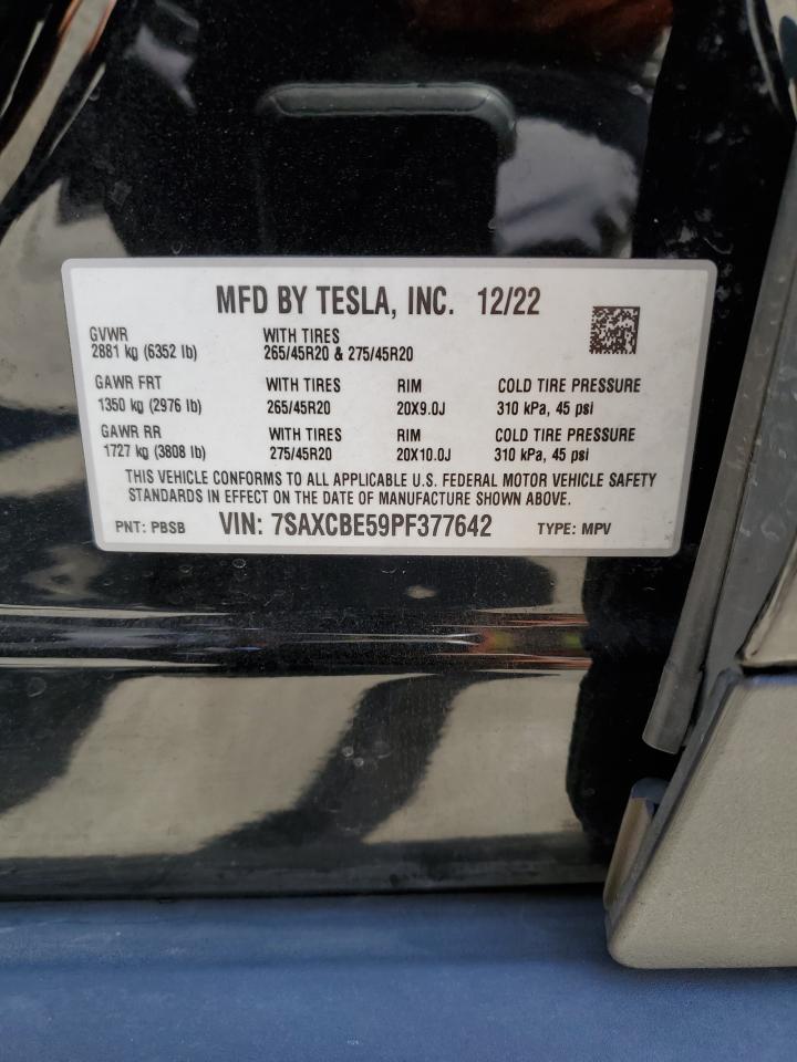 2023 Tesla Model X VIN: 7SAXCBE59PF377642 Lot: 64939434