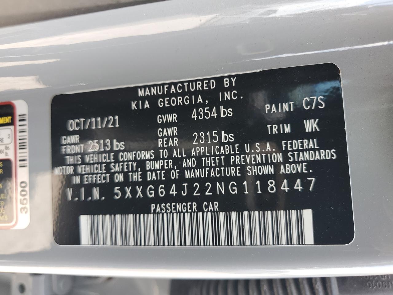 2022 Kia K5 Gt Line VIN: 5XXG64J22NG118447 Lot: 65950904