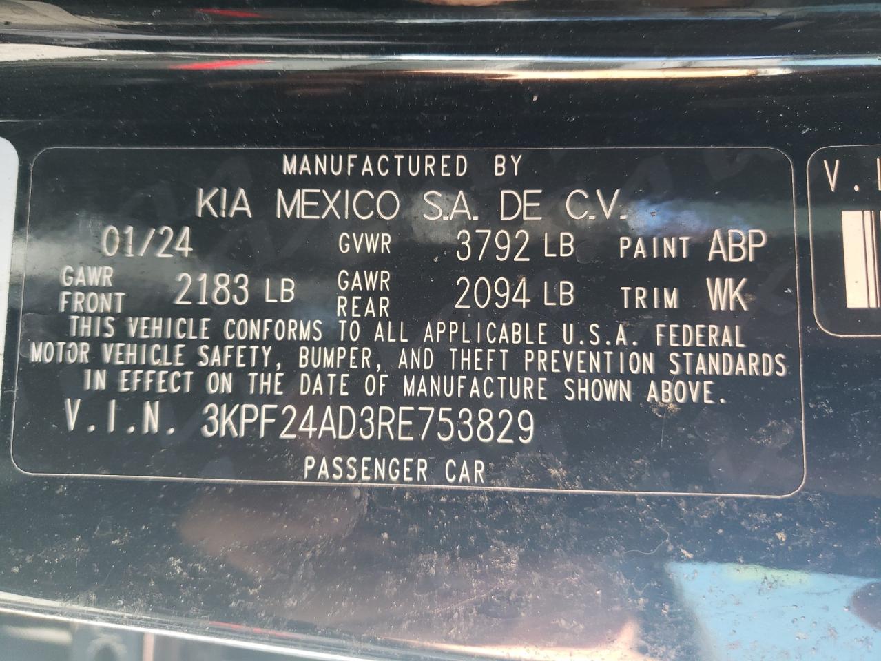 3KPF24AD3RE753829 2024 Kia Forte Lx