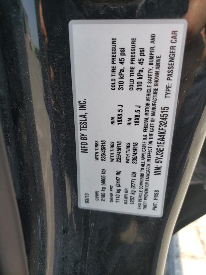 5YJ3E1EA4KF324515 2019 Tesla Model 3