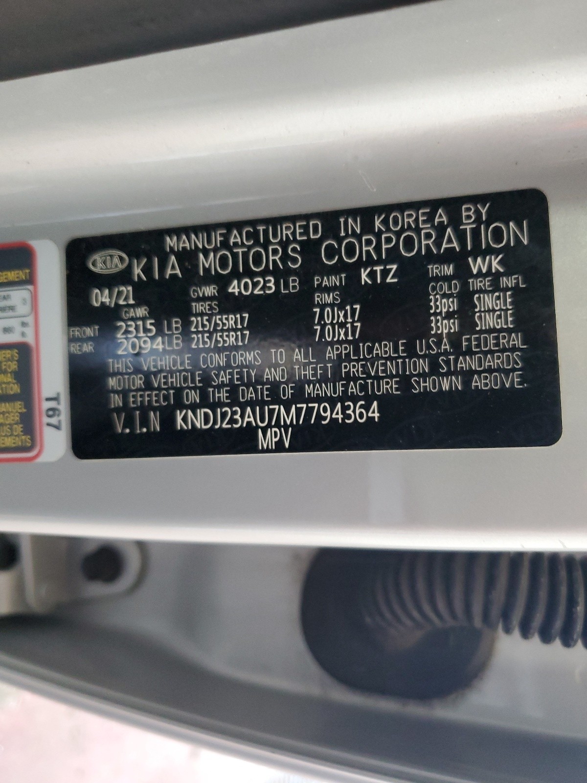 KNDJ23AU7M7794364 2021 Kia Soul Lx