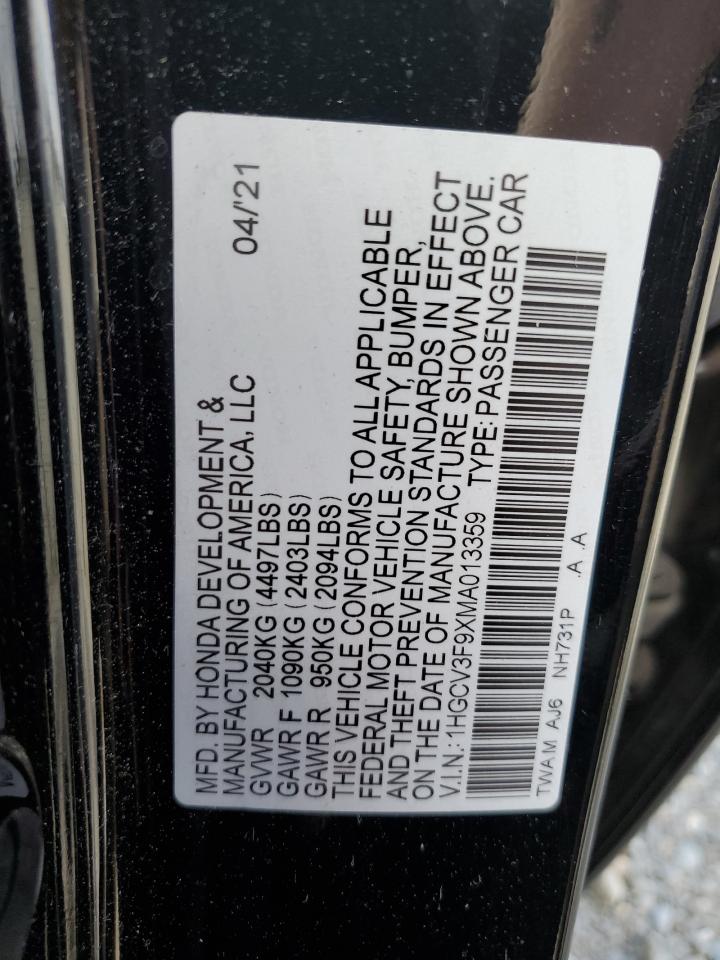 1HGCV3F9XMA013359 2021 HONDA ACCORD - Image 12