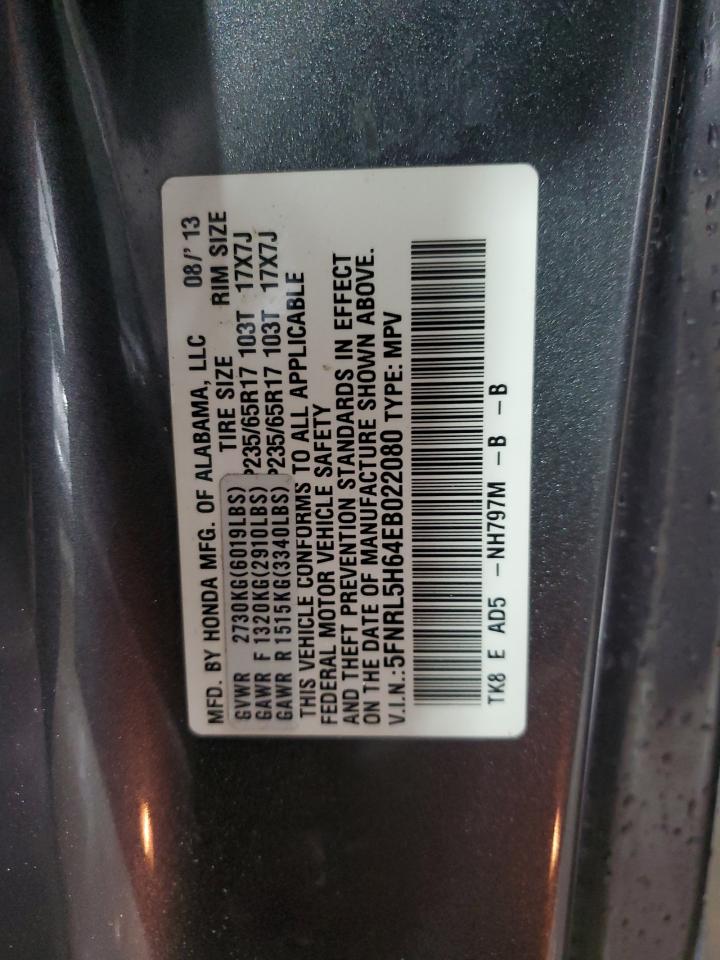 5FNRL5H64EB022080 2014 Honda Odyssey Exl