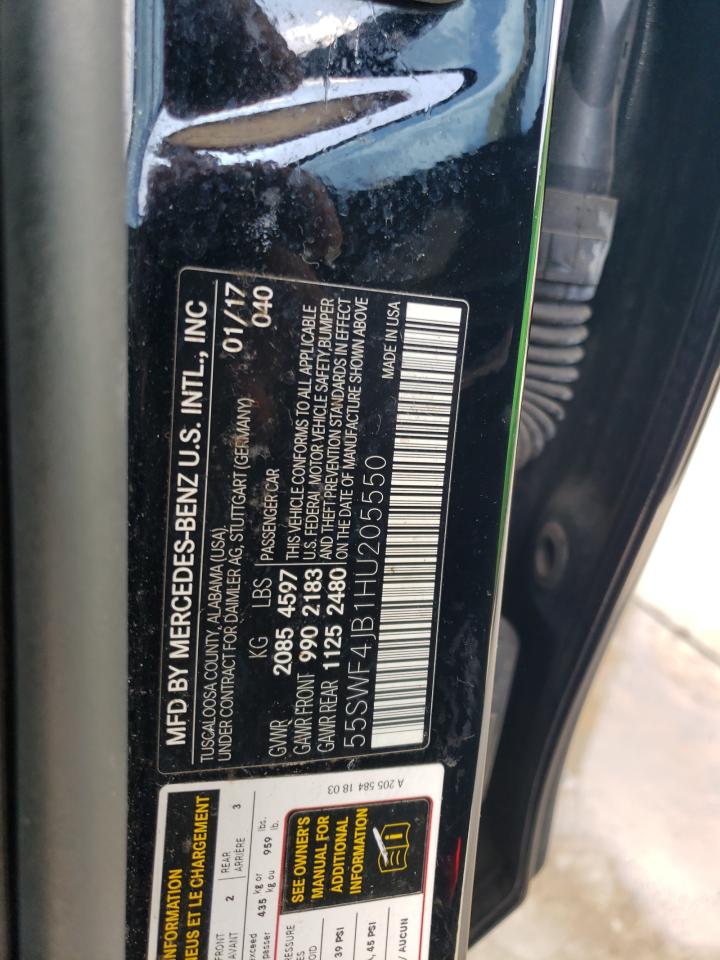 2017 Mercedes-Benz C 300 VIN: 55SWF4JB1HU205550 Lot: 66934854