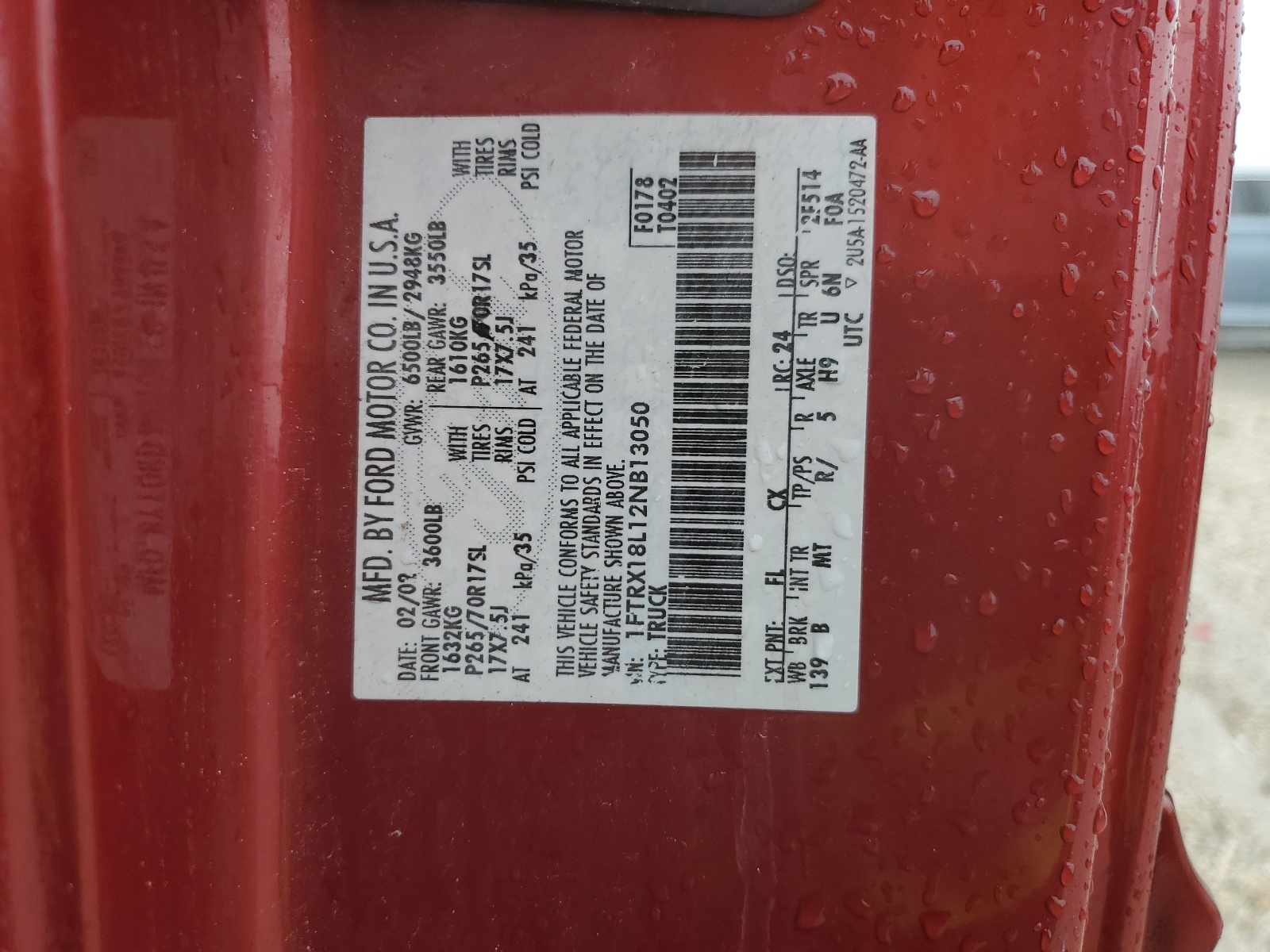 1FTRX18L12NB13050 2002 Ford F150