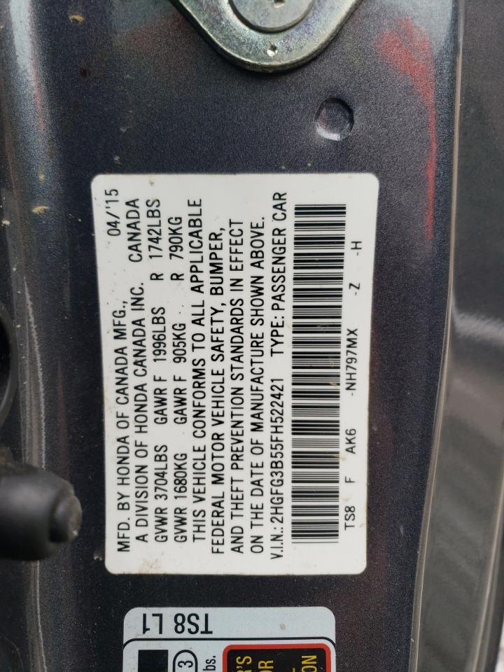 2HGFG3B55FH522421 2015 HONDA CIVIC - Image 12