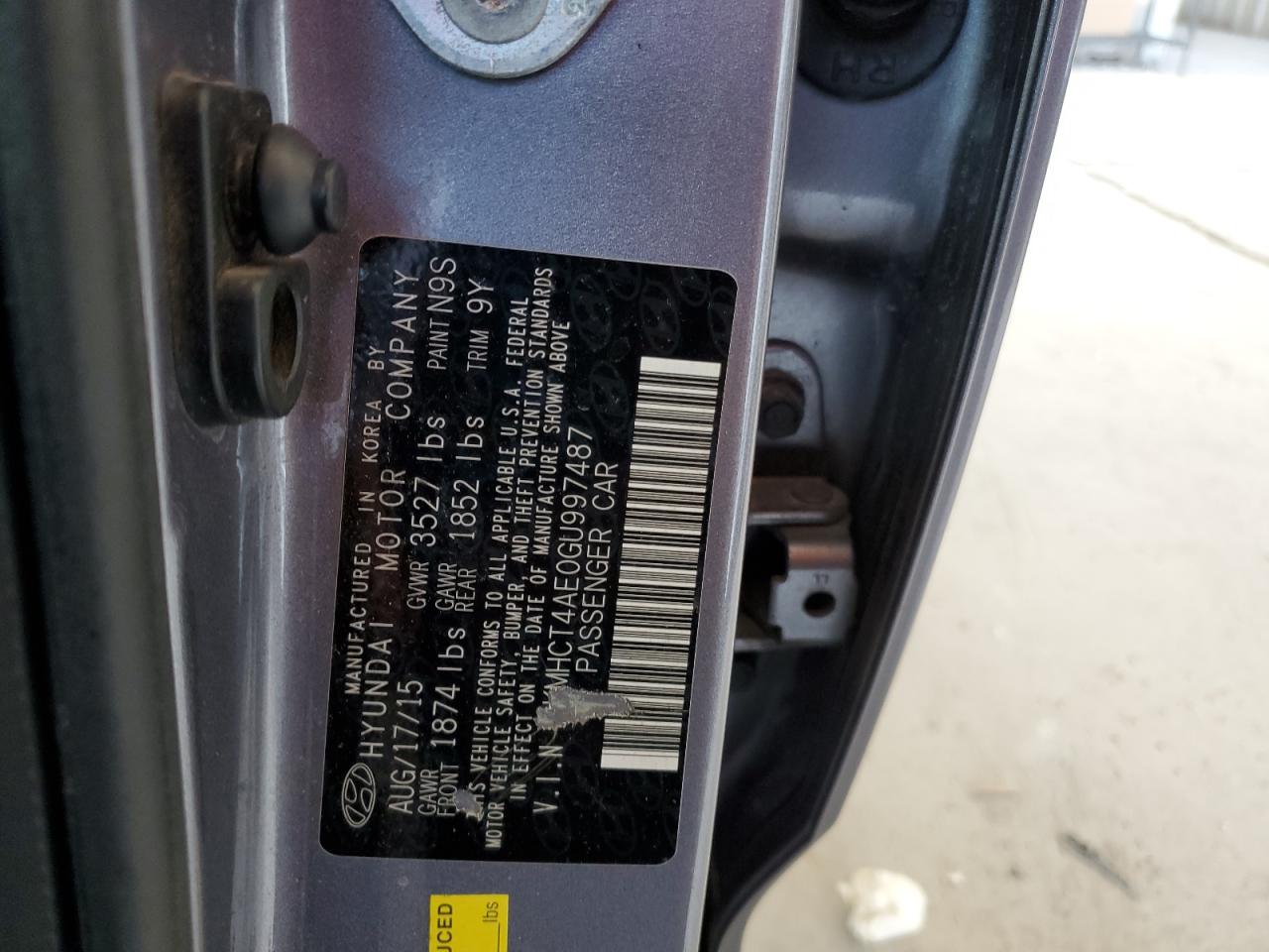 2016 Hyundai Accent Se VIN: KMHCT4AE0GU997487 Lot: 67257014