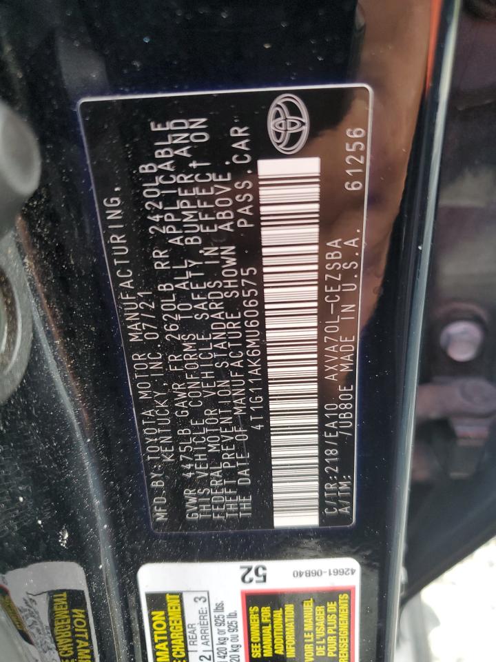 4T1G11AK6MU606575 2021 Toyota Camry Se