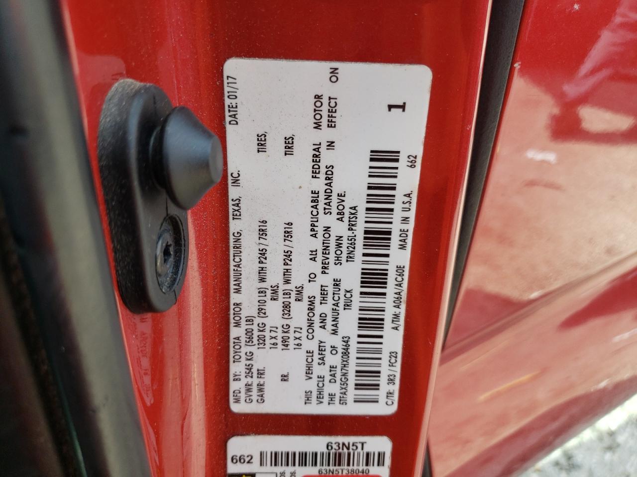 2017 Toyota Tacoma Double Cab VIN: 5TFAX5GN7HX084643 Lot: 66192764