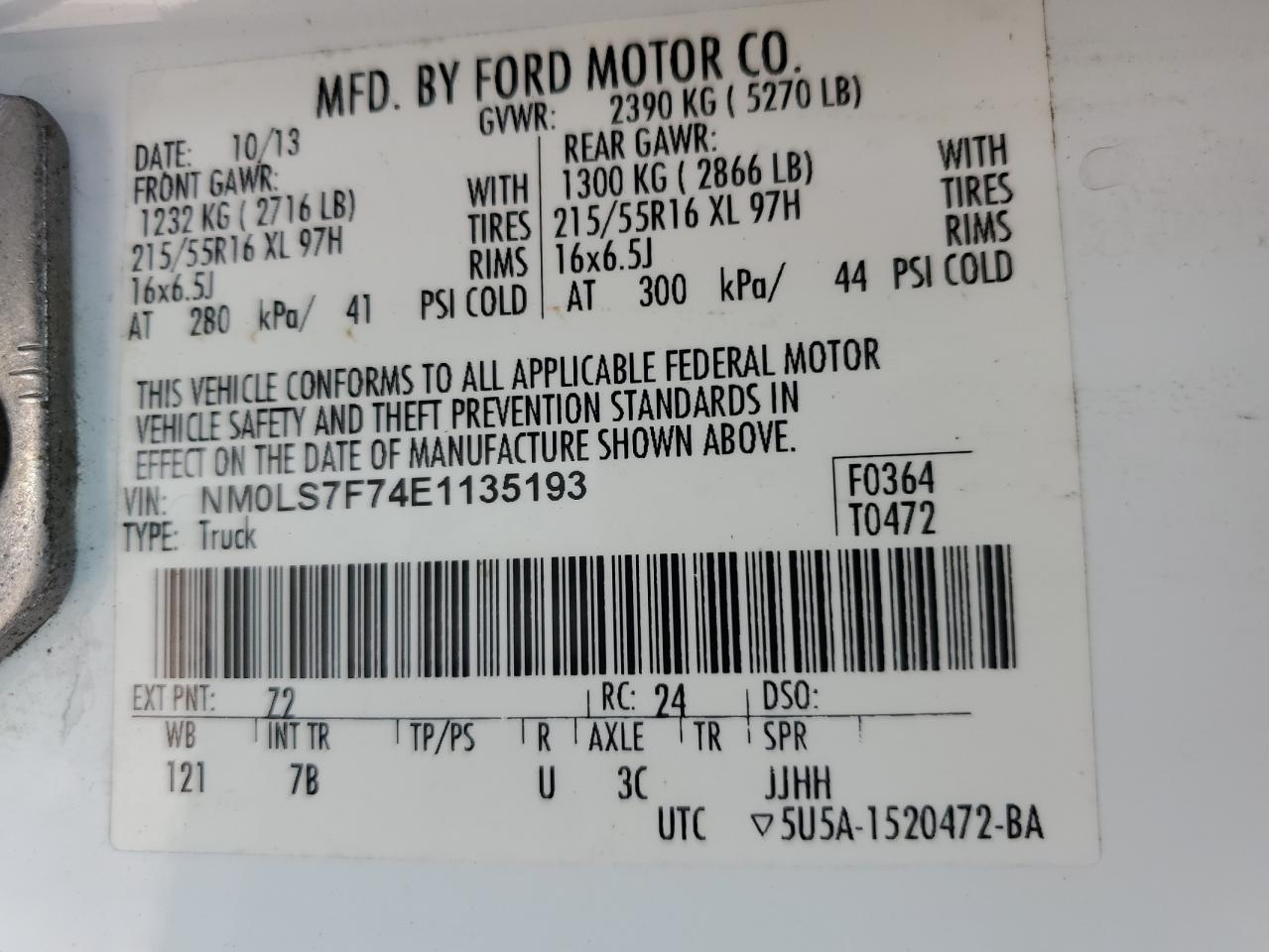 NM0LS7F74E1135193 2014 Ford Transit Connect Xlt